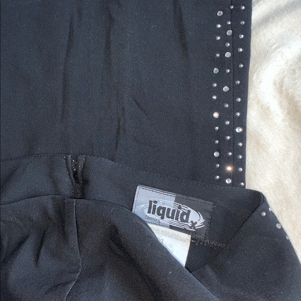Vtg 90s Liquid jeans black stretch club pants sparkling jewels and studs Size 3